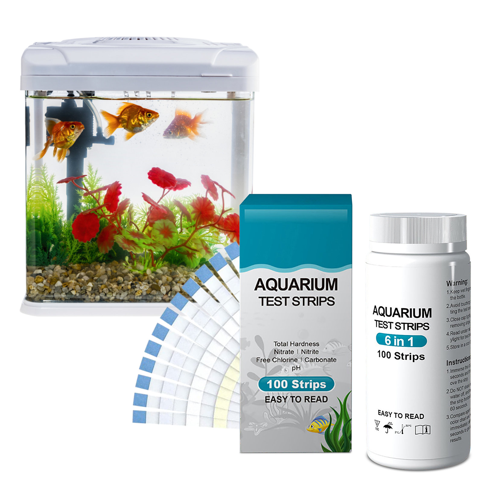 Water Testing Kit - 100 قطعة 6 في 1 شرائط