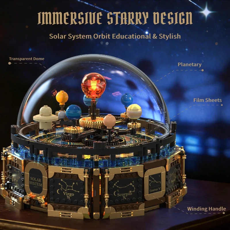 مجموعة مكعبات بناء صندوق موسيق - مراجعة Solar System Orrery وسعره